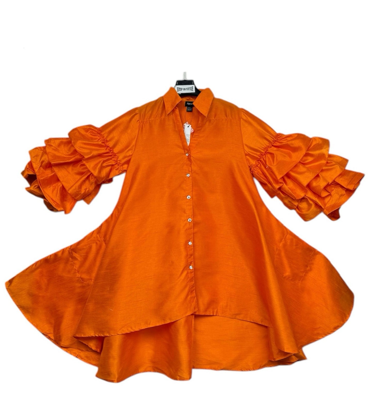 Ruffle Sleeves Shirt Dress