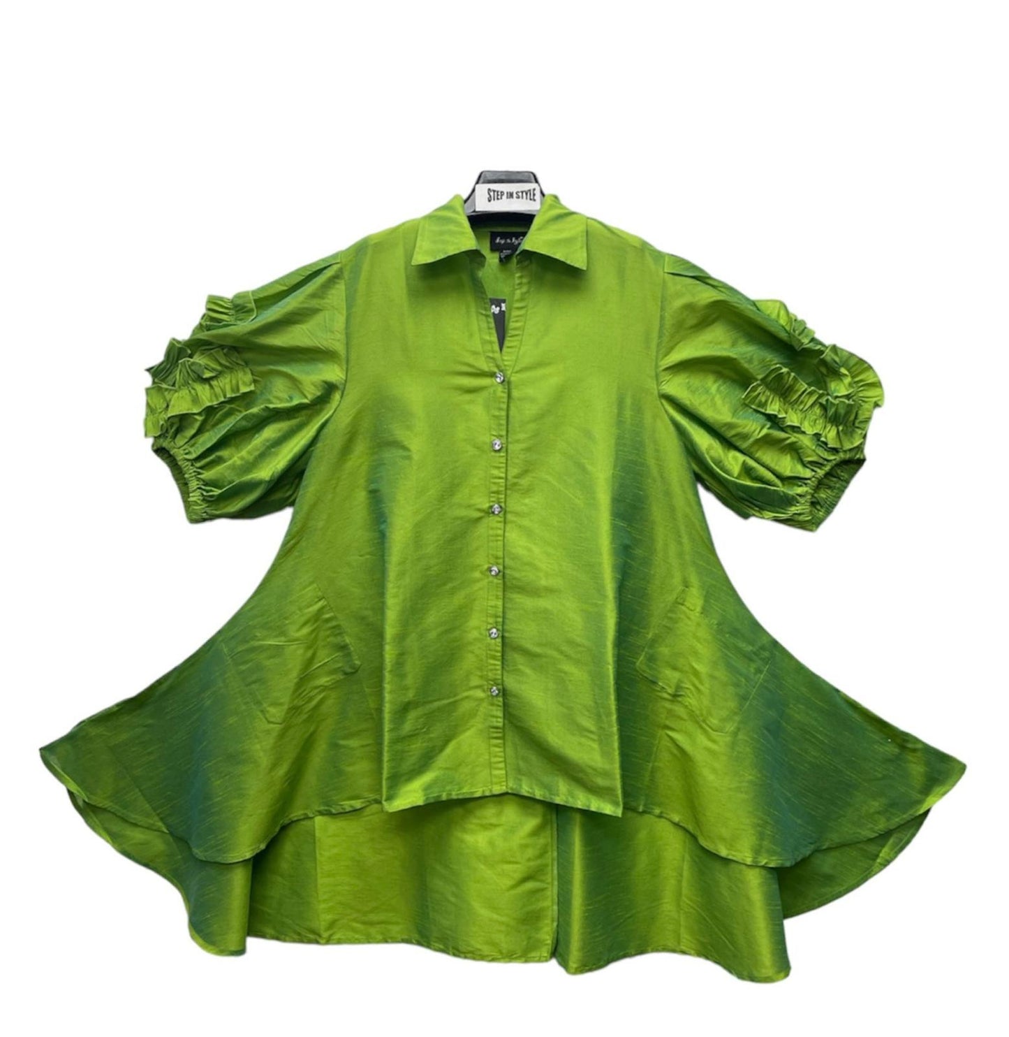 Ruffle Sleeves Shirt Dress