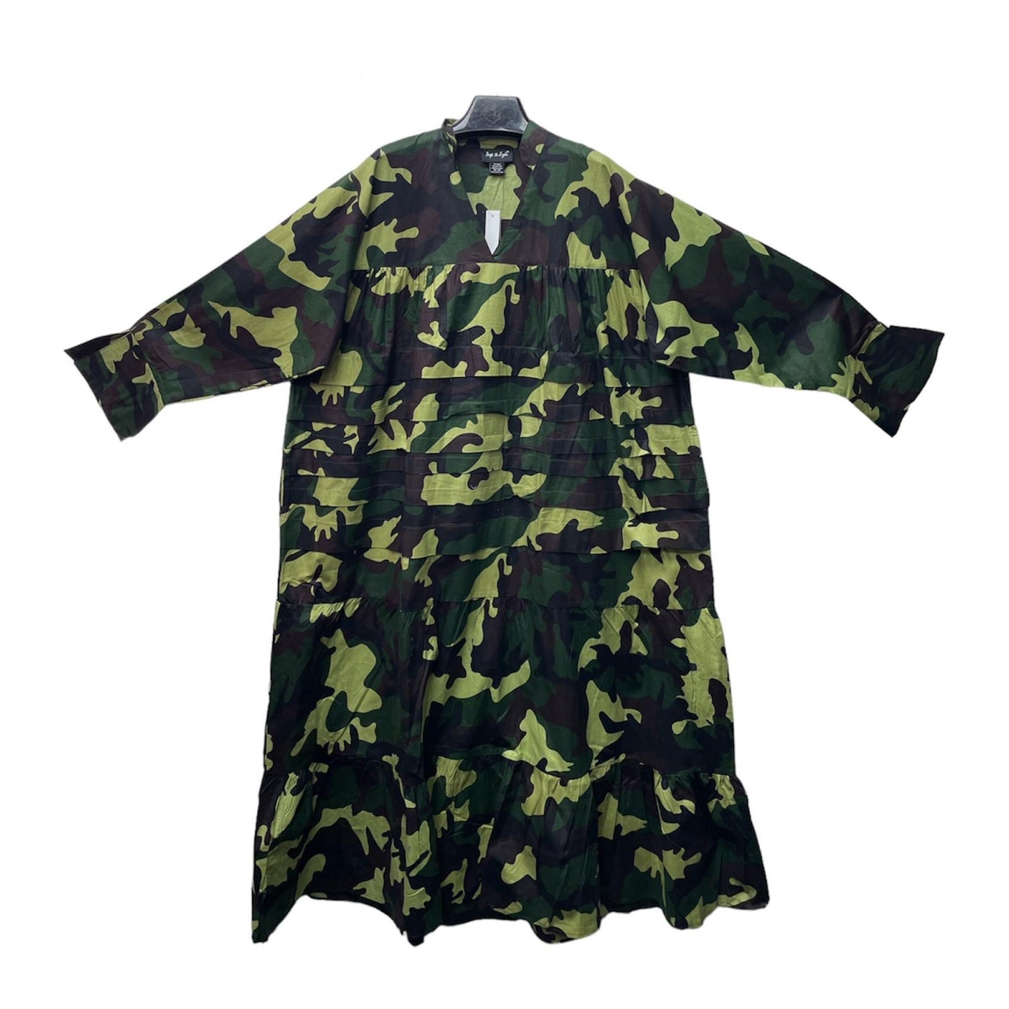 Camo Long Sleeve Tiered Dress