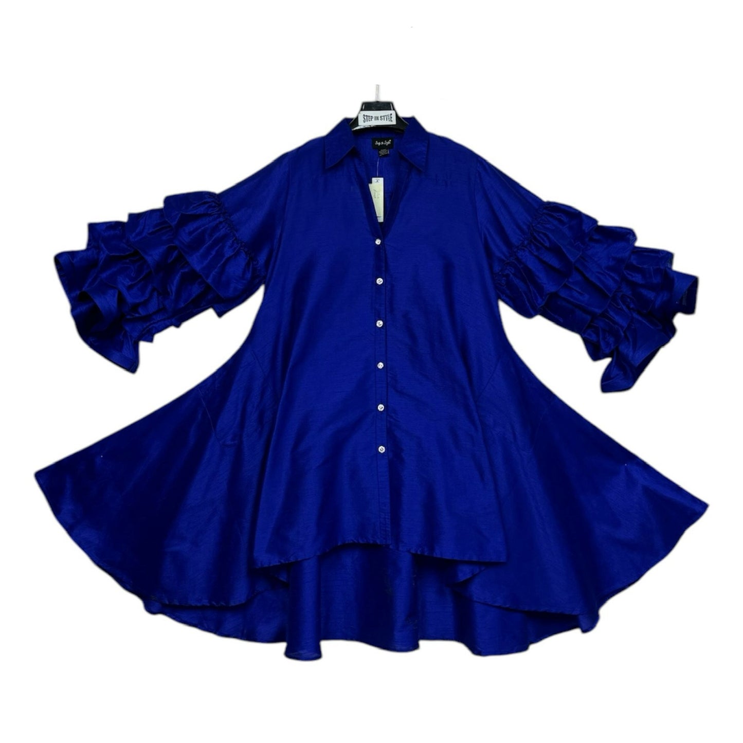 Ruffle Sleeves Shirt Dress