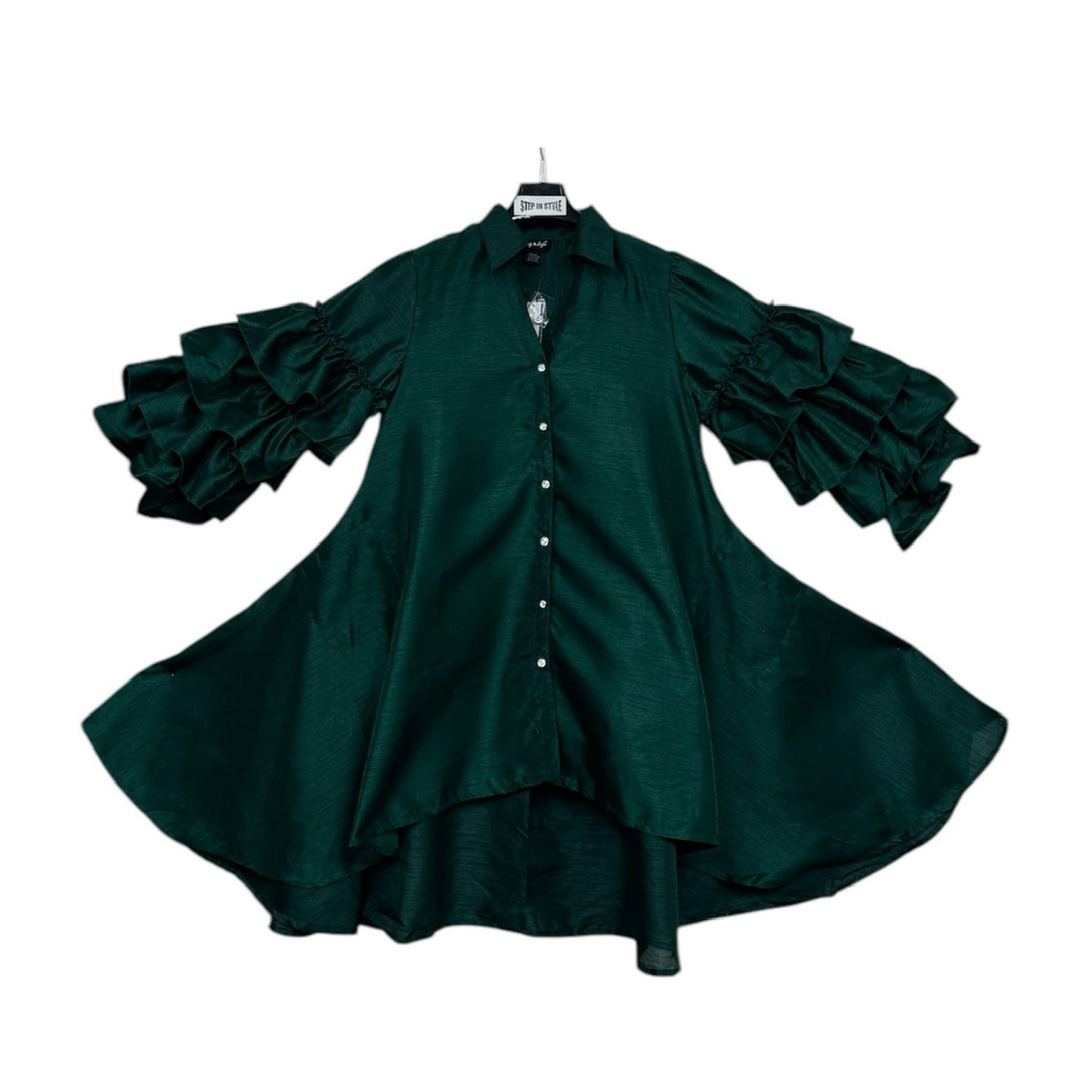 Ruffle Sleeves Shirt Dress