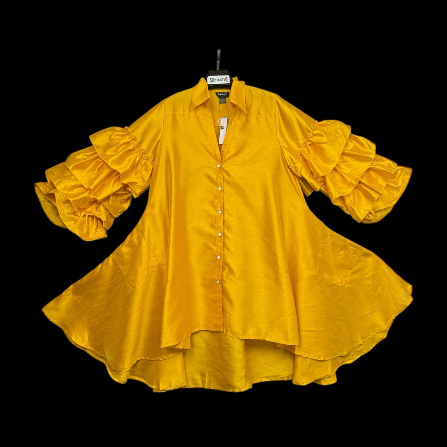 Ruffle Sleeves Shirt Dress