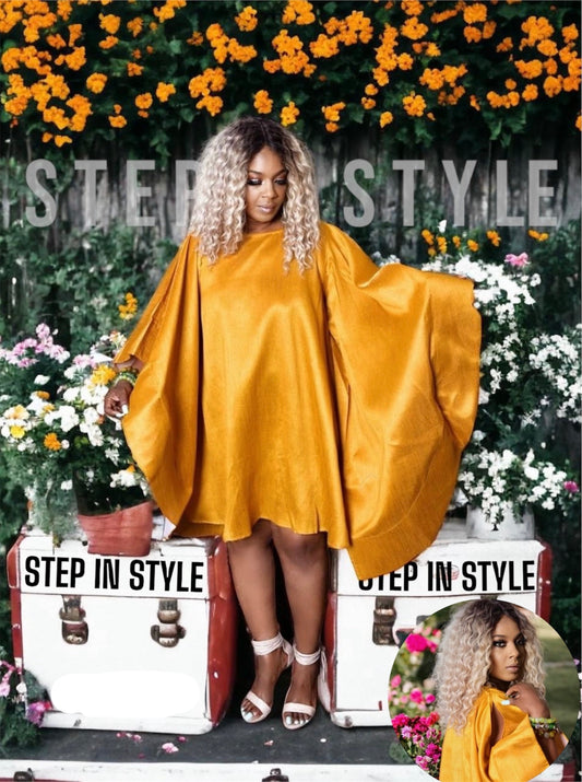 Solid Angel Sleeves Dress